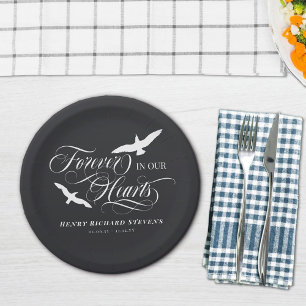 Holzkohle Weiße Vögel für immer in unserem Herz Be Pappteller