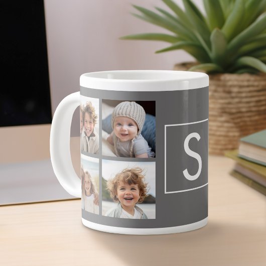 Holzkohle Weißes 8-Fotomaterial Custom Monogram Jumbo-Tasse