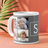 Holzkohle Weißes 8-Fotomaterial Custom Monogram Jumbo-Tasse