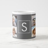 Holzkohle Weißes 8-Fotomaterial Custom Monogram Jumbo-Tasse (Vorderseite)