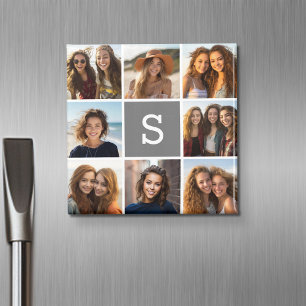 Holzkohle Weißes 8-Fotomaterial Custom Monogram Magnet