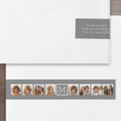 Holzkohle Weißes 8-Fotomaterial Custom Monogram Rundum-Adressaufkleber