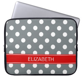 Holzkohle Welke Polka Dots #2 Monogramm Laptopschutzhülle