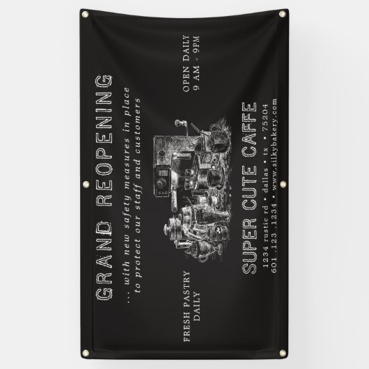 Holzkohlecafé-Großbanner zur Wiedereröffnung Banner (Vertikal)