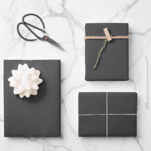 Holzkohlegrau Einfarbige Farbe Geschenkpapier Set