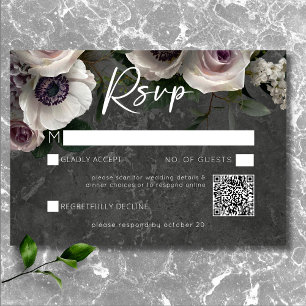 Holzkohlegrau Elegante Florale Moderne Hochzeits-Q RSVP Karte