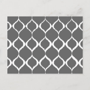 Holzkohlegrau geometrisches Ikat-Stammesdruck-Must Postkarte