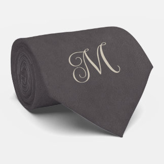 Holzkohlegrau Monogramm Krawatte
