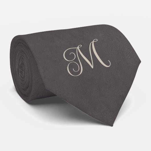 Holzkohlegrau Monogramm Krawatte (Gerollt)