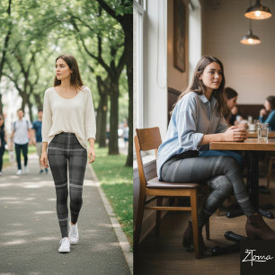 Holzkohlegrau monotones kariertes Tartan Leggings