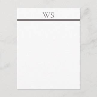 Holzkohlegraue Bar-Monogramm-Elegante-Flach-Notizk Mitteilungskarte