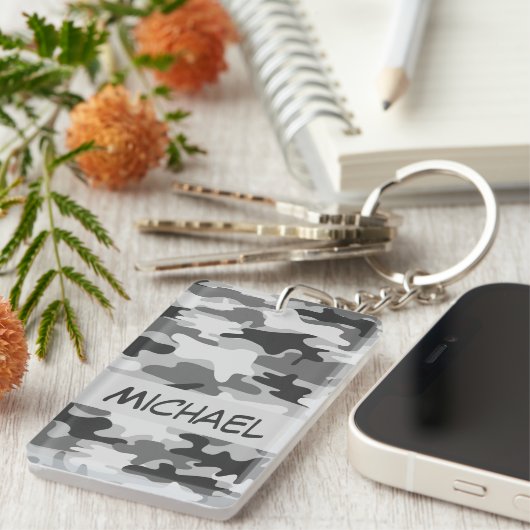 Holzkohlen-Grau-Camouflage-Tarnungs-Name Schlüsselanhänger (Vorderseite rechts)