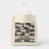 Holzkohlen-Grau-Camouflage-Tarnungs-Name Tragetasche (Vorne)