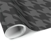 Holzkohlen-Grau Houndstooth Pied de Poule Black Geschenkpapier (Rolleneckpunkt)