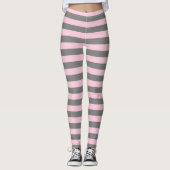 Holzkohlen-Grau und weiche rosa Streifen Leggings (Vorderseite)