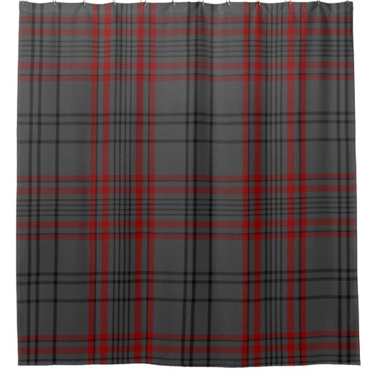 Holzkohlen-Grauroter schwarzer Tartan-karierter Duschvorhang (Vorderseite)