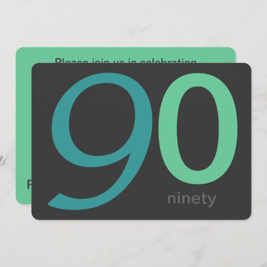 Holzkohlen-und Blau-Gewohnheits-90. Einladung (Vorne/Hinten)