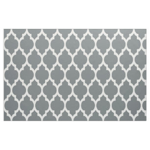 Holzkohlen-weißes Marokkaner Quatrefoil Muster #4 Stoff
