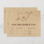 Holzkorn mit Herzreaktionskarte RSVP Karte (Vorne/Hinten)