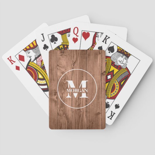 Holzkorn-Monogramm Personalisierter Anfangsbuchsta Spielkarten (Rückseite)