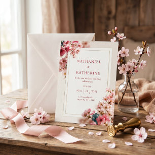 Holzkorn Romantisch Rosa Sakura Rahmen Hochzeit Einladung