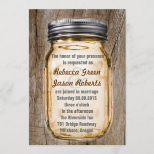 Holzkornbraun Land rustikale Mason Glas Hochzeit Einladung