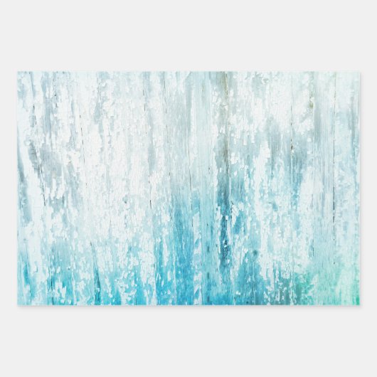 Holzkörner Aquamarin Weiß Rustikale Textur Decoupa Geschenkpapier Set (Vorderseite 3)