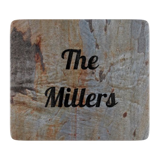 Holzkörner Familienname Tree Bark Foto Natur Schneidebrett (Vorderseite)