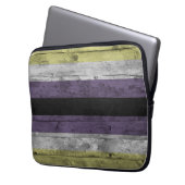 Holzkörner Fein, fein, nicht binär, Flag Farben Laptopschutzhülle (Vorderseite Links)