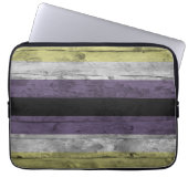 Holzkörner Fein, fein, nicht binär, Flag Farben Laptopschutzhülle (Vorderseite)