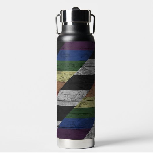 Holzkörner Fein-Flag-Farben Trinkflasche (Vorderseite)