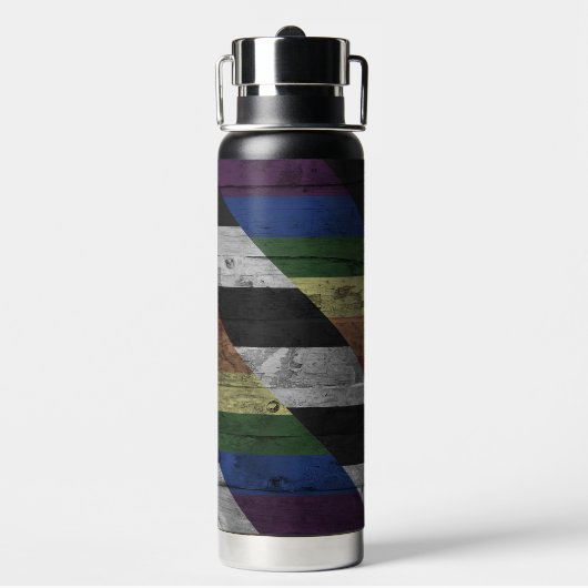 Holzkörner Fein-Flag-Farben Trinkflasche (Hinten)