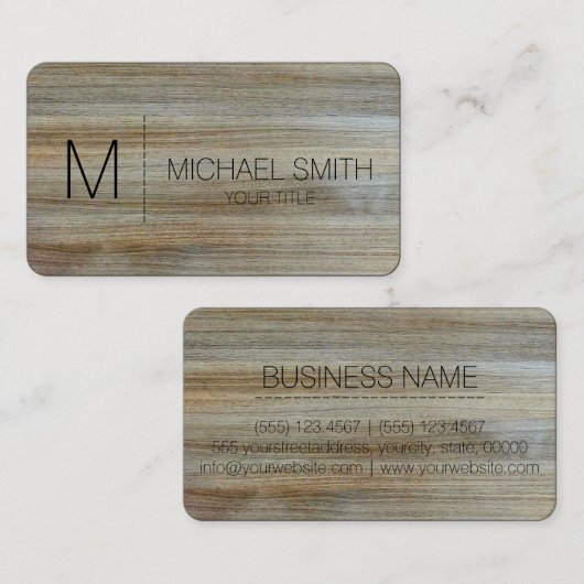 Holzkörner-Hintergrundmonogramm Nr. 2 Visitenkarte (Vorne/Hinten)