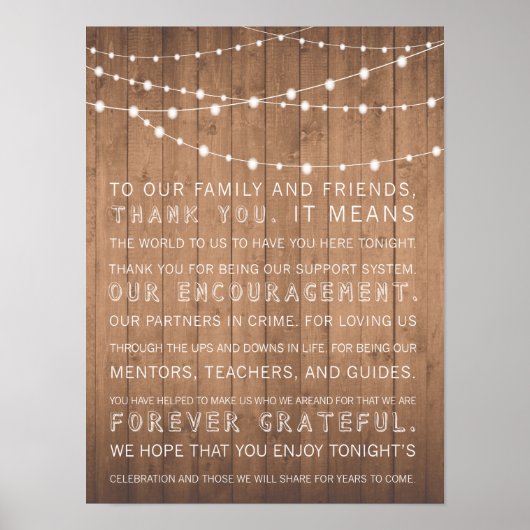 Holzkörner Hochzeit danke Ihnen Zeichen rustikal Poster (Vorne)