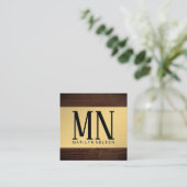 Holzkörner | Monogramm Quadratische Visitenkarte (Stehend Vorderseite)