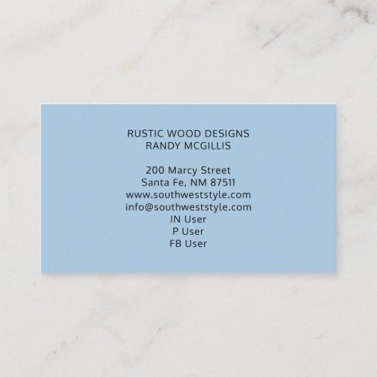 Holzkörner Rustikal Grau Blue Monogram Visitenkarte (Rückseite)