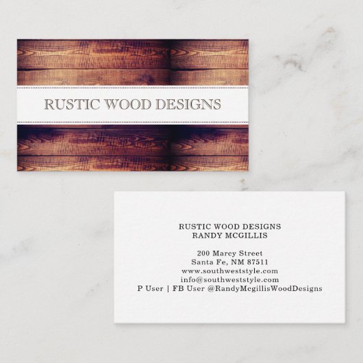 Holzkörner Rustikal Grau Blue Monogram Visitenkarte (Vorne/Hinten)