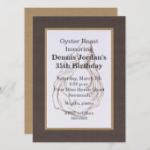 Holzkörner Rustikale Austernröste Einladung (Vorne/Hinten)