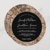 Holzkörner Rustikale Hochzeit Boho Schwarze Einlad Save The Date (Vorne/Hinten)