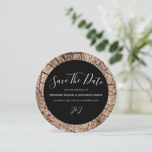 Holzkörner Rustikale Hochzeit Speichern Sie das Da Save The Date (Stehend Vorderseite)