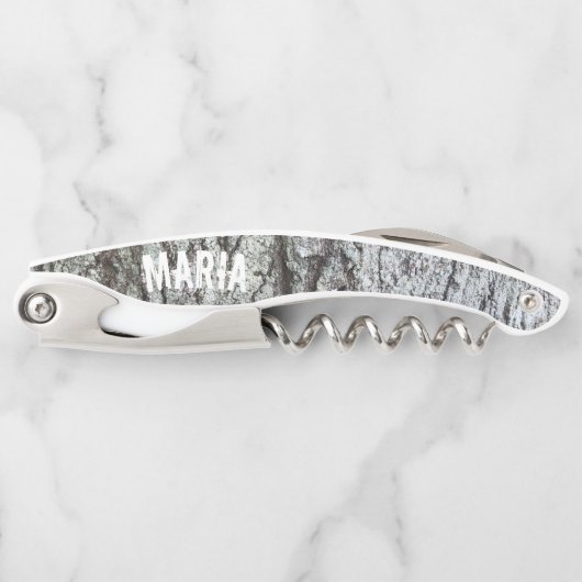 Holzkörner Rustikales Monogramm Kellnermesser (Vorderseite)