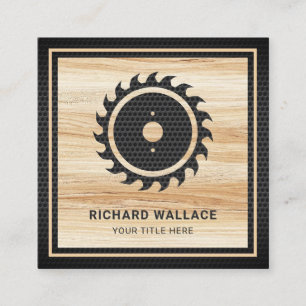 Holzkörner schwarz Rundsäge Handyman Carpenter Quadratische Visitenkarte
