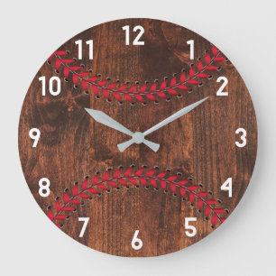 Holzkörner Sporty Baseball Dekor Große Wanduhr