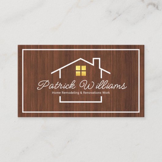 Holzkörner Stilvoll Gebäude Frame Builder Visitenkarte (Vorderseite)