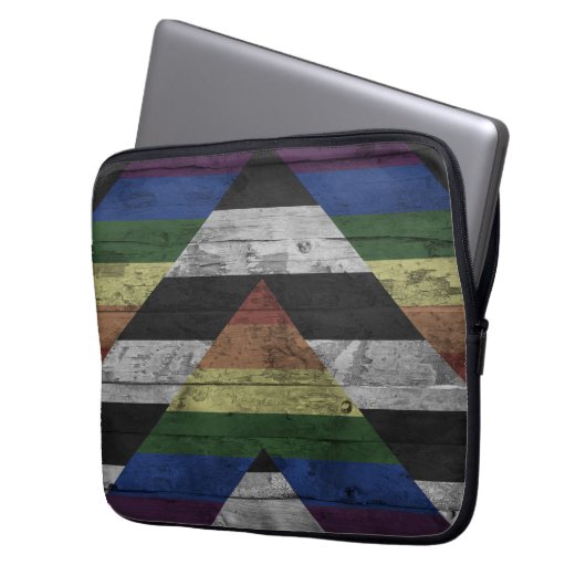 Holzkörner Subtile Ally Pride Flag Regenbogenfarbe Laptopschutzhülle (Vorderseite Links)