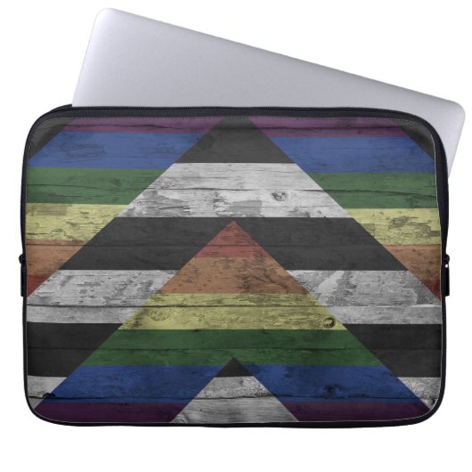 Holzkörner Subtile Ally Pride Flag Regenbogenfarbe Laptopschutzhülle (Vorderseite)