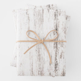 Holzkörner weißes rustikales Land Textur Decoupage Geschenkpapier Set