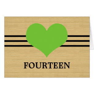 Holzkörnerkarte Mod Herz Tischnummer Card, grün