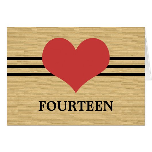 Holzkörnerkarte Mod Herz Tischnummer Card, rot (Vorderseite (Horizontal))