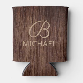 Holzkörnholz mit Monogramm-Personalisierter Bezeic Dosenkühler